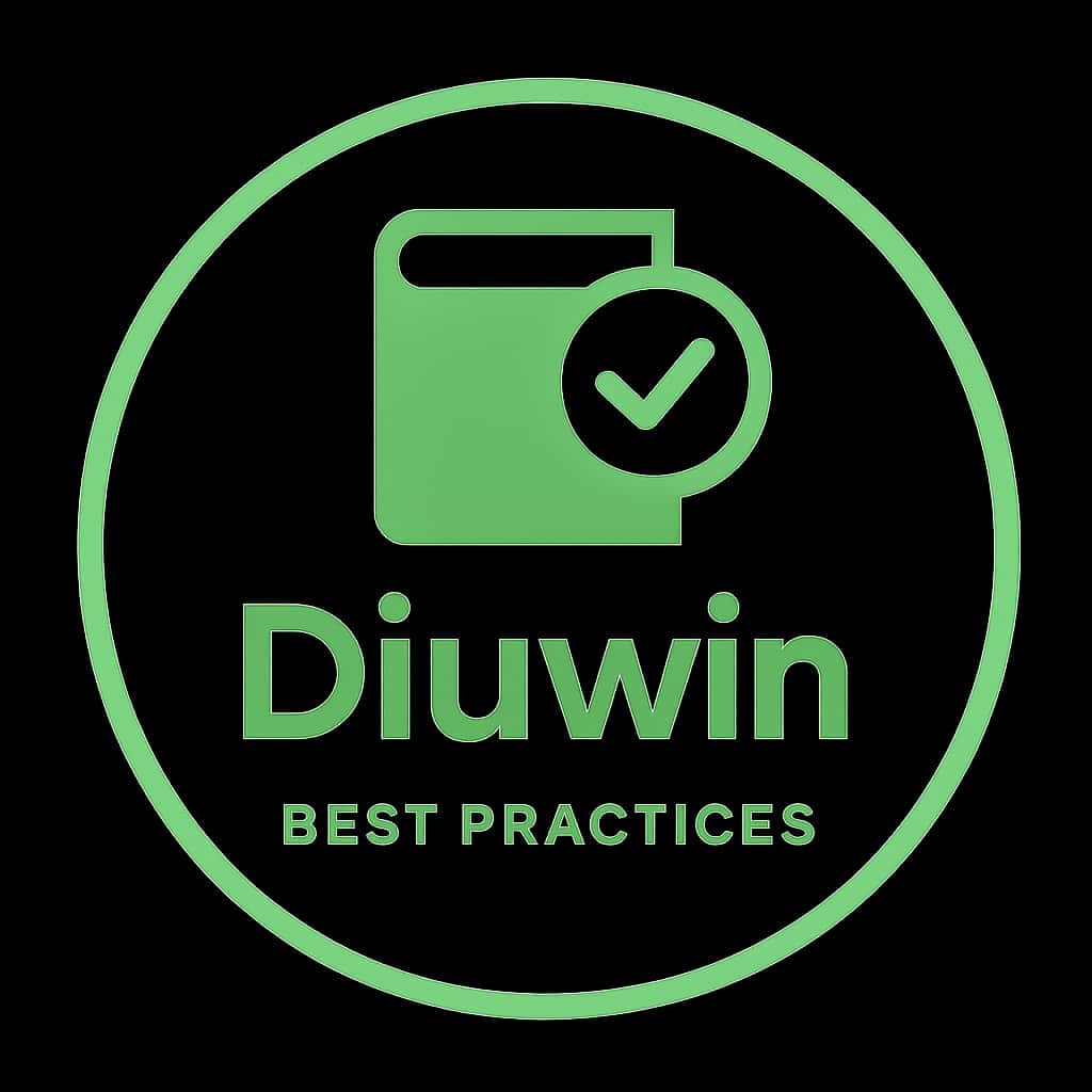 A badge icon depicting best practices for Diuwin.
