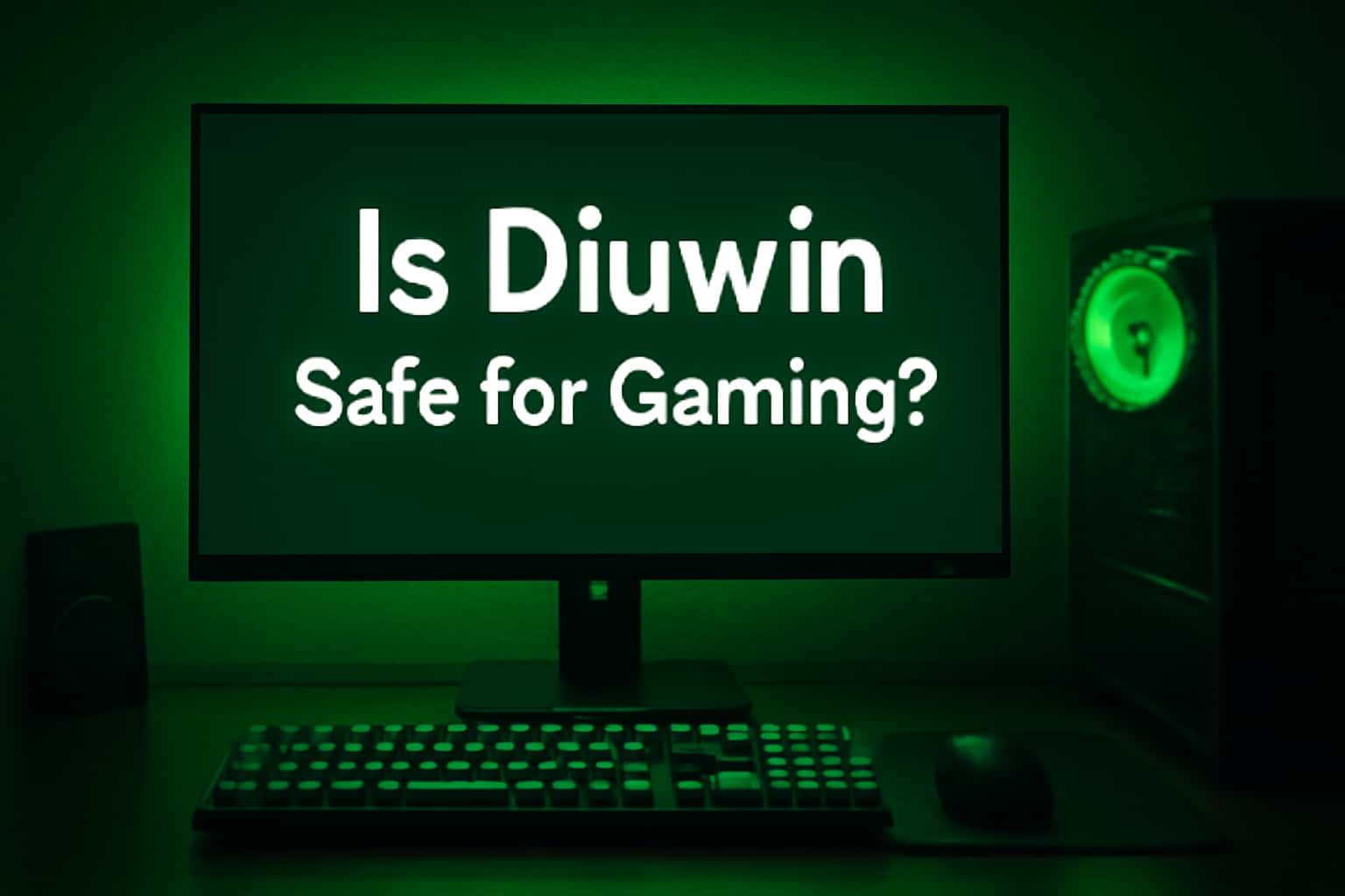 A high-tech graphic illustrating the safety features of Diuwin in a gaming context.