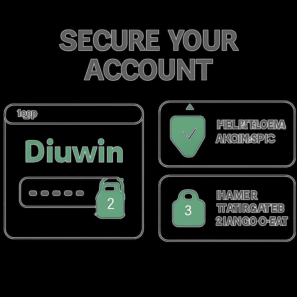 Illustration detailing the steps for securing a Diuwin account.