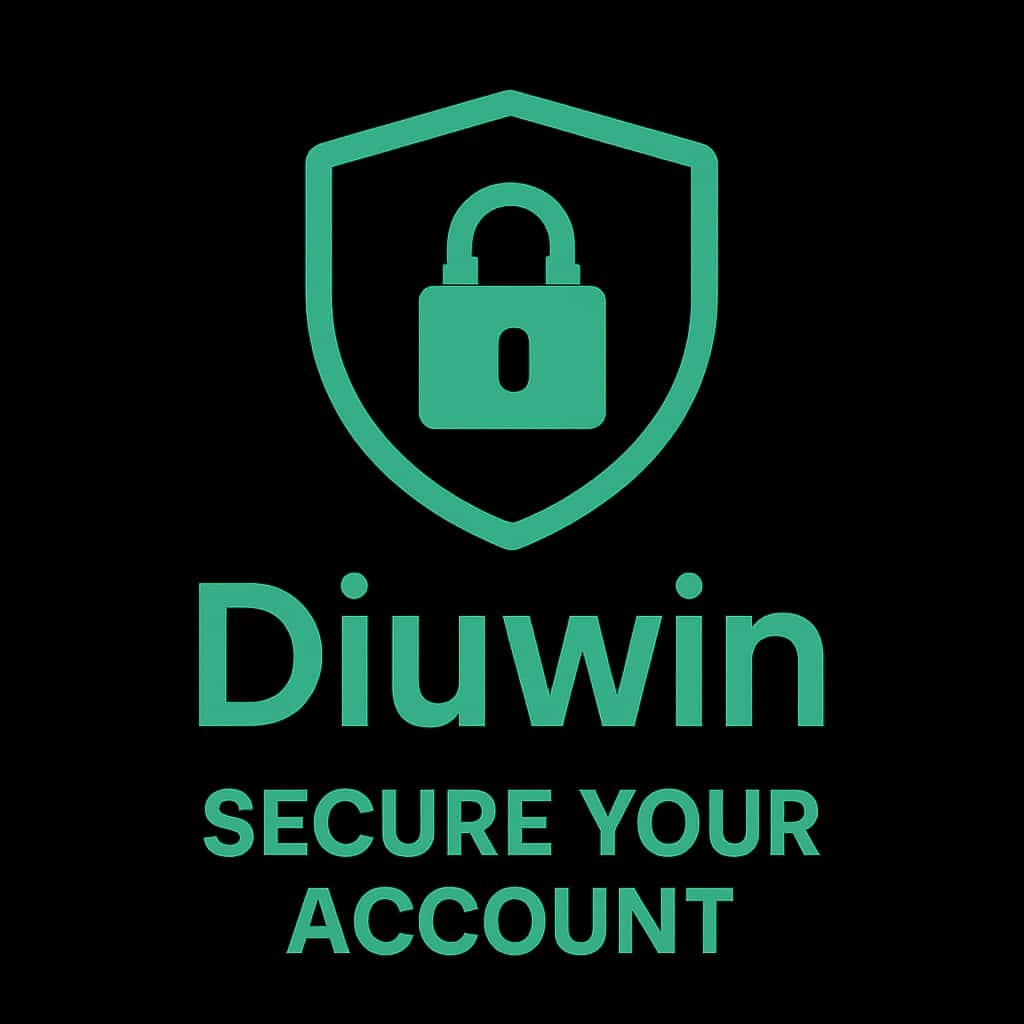 Minimalistic badge design representing Diuwin account security.