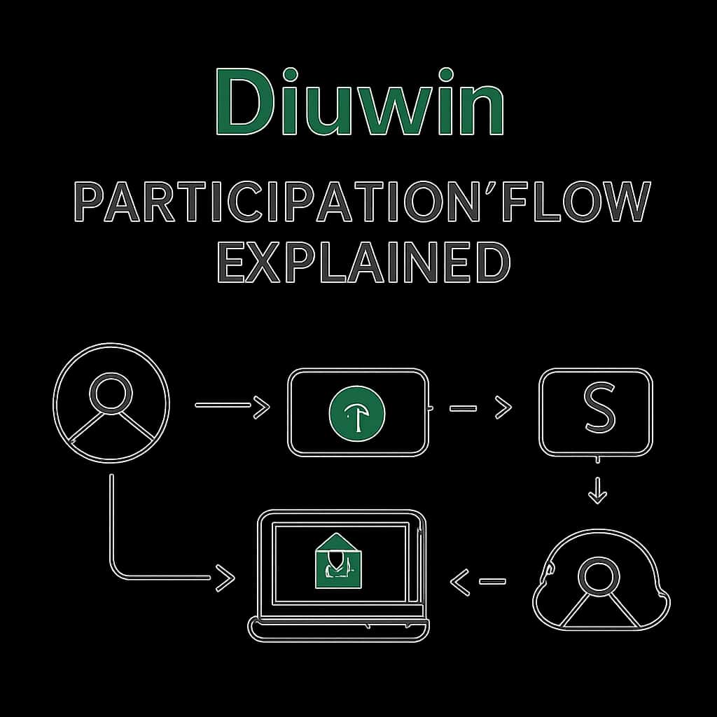An educational diagram illustrating the Diuwin Participation Flow.