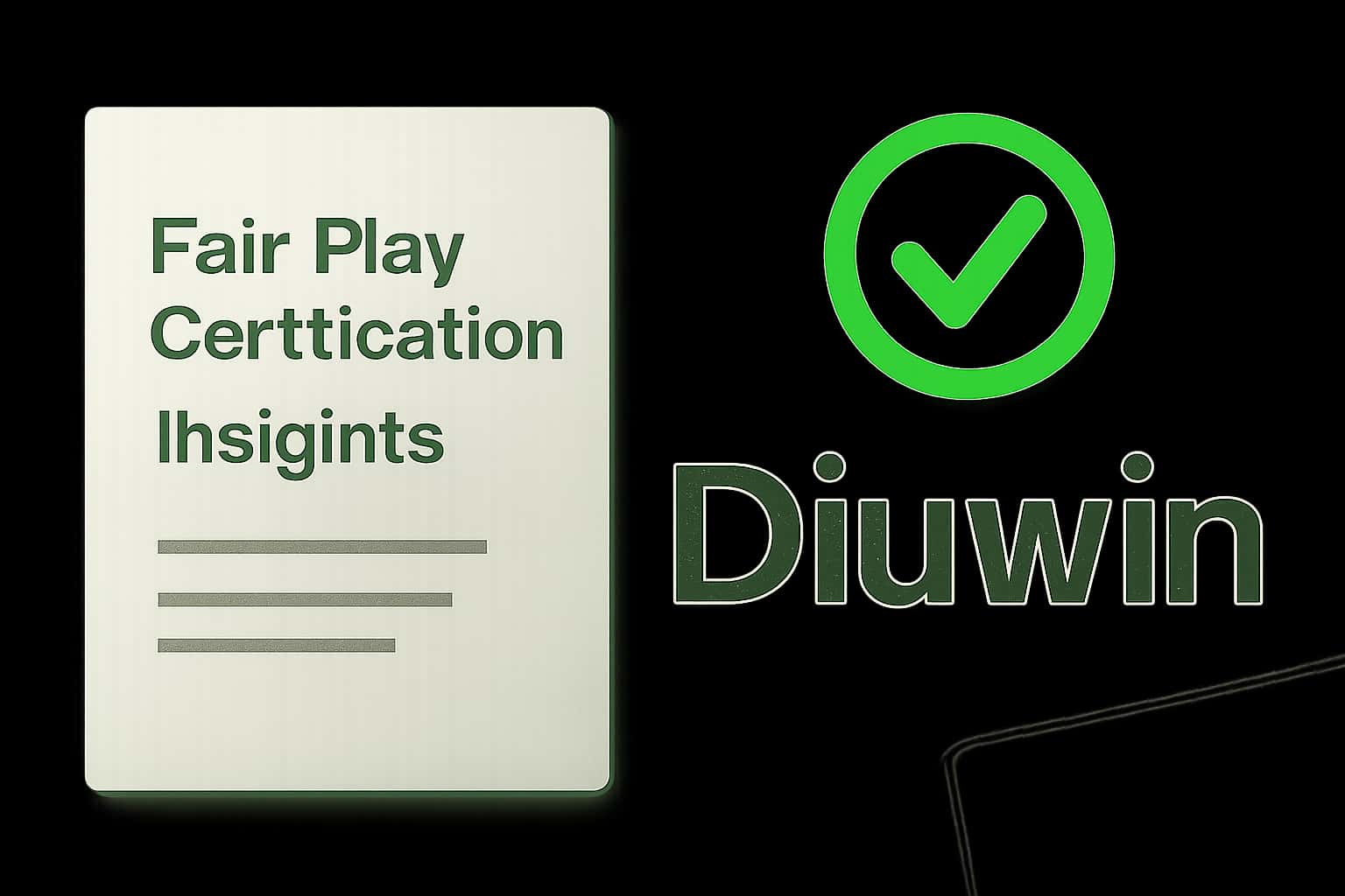 A futuristic design showcasing the Diuwin Fair Play Certification Insights with clean typography.