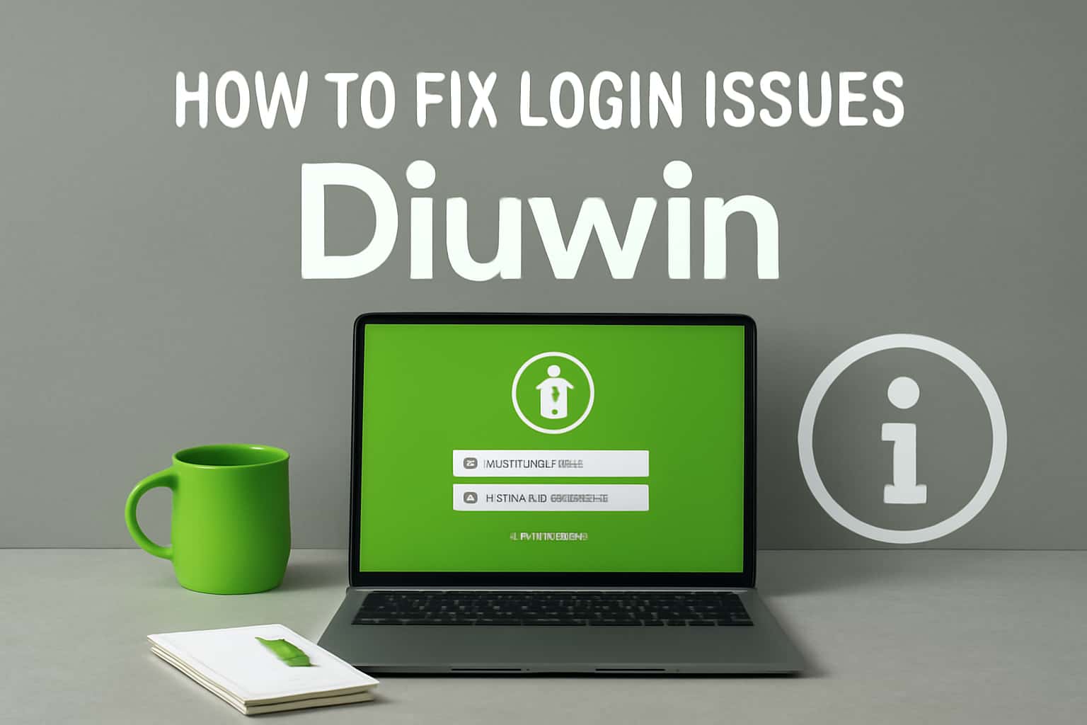 An informative graphic depicting troubleshooting steps for login issues on Diuwin.