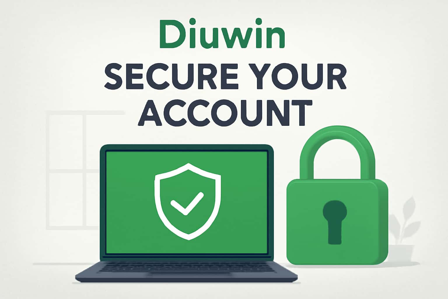 A high-quality visual representation of securing a Diuwin account with futuristic design elements.