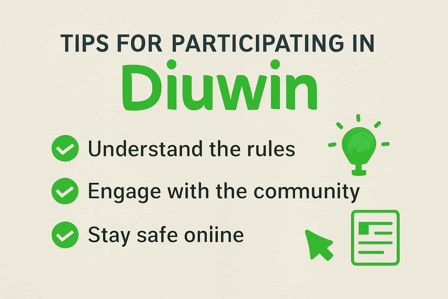 Informational graphic showcasing tips for participating in Diuwin.